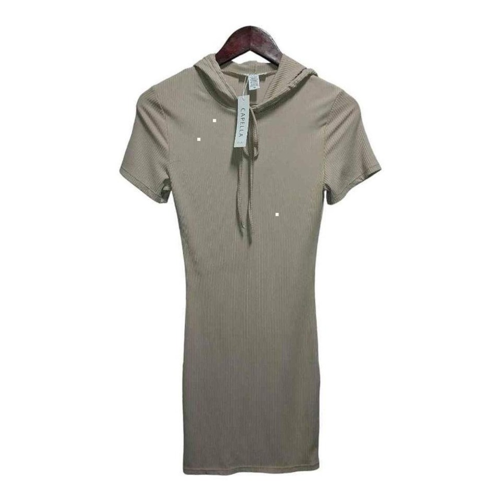 NWT Tan hooded ribbed dress by Capella.  Size Medium